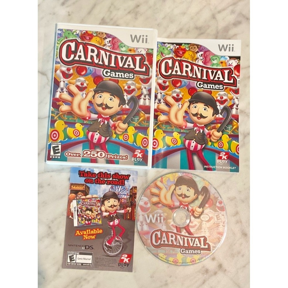 Carnival Party Games for Nintendo Wii Video Game Disc & Case & Booklet